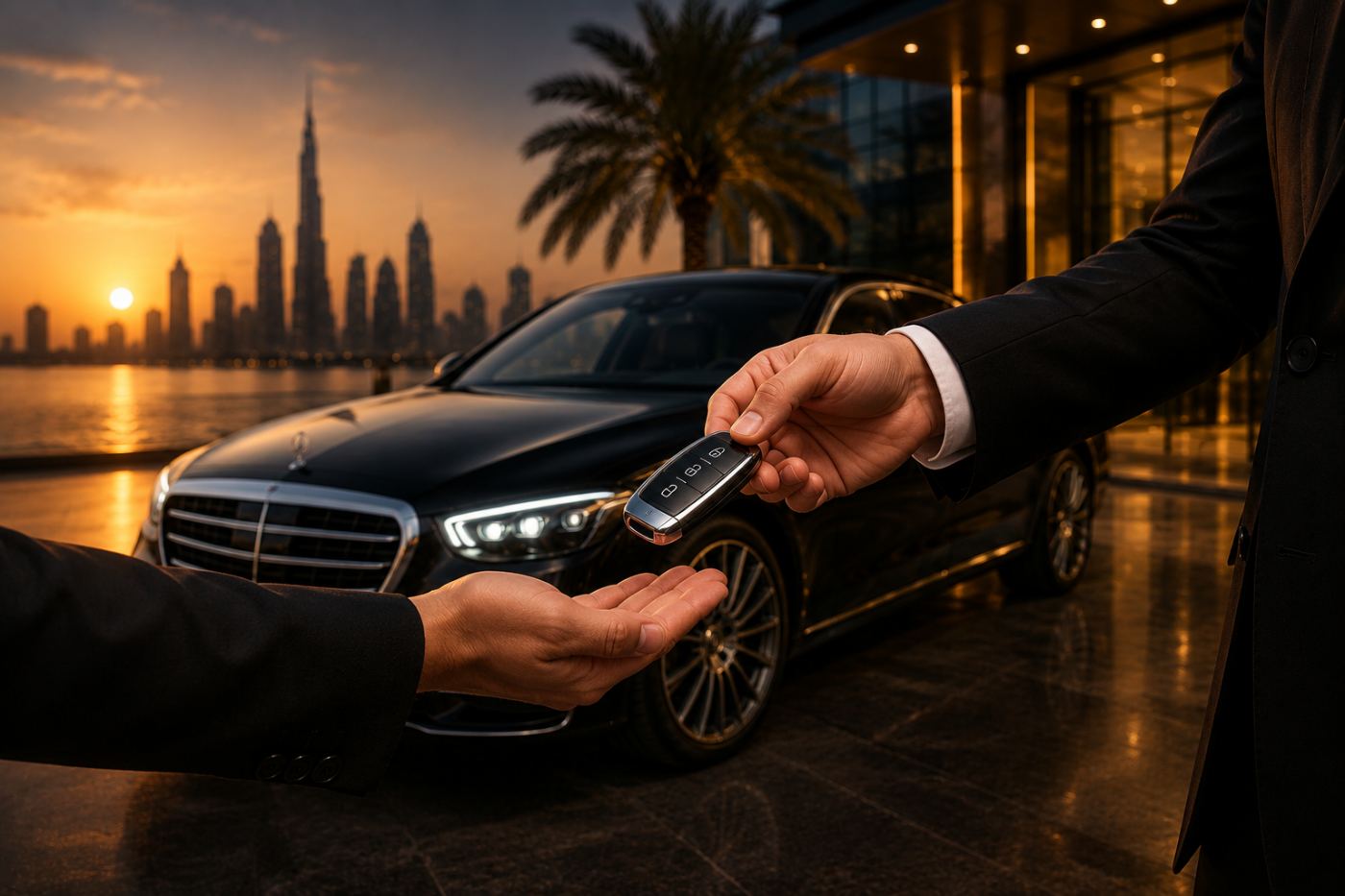 keys handover or rental vehicle exterior