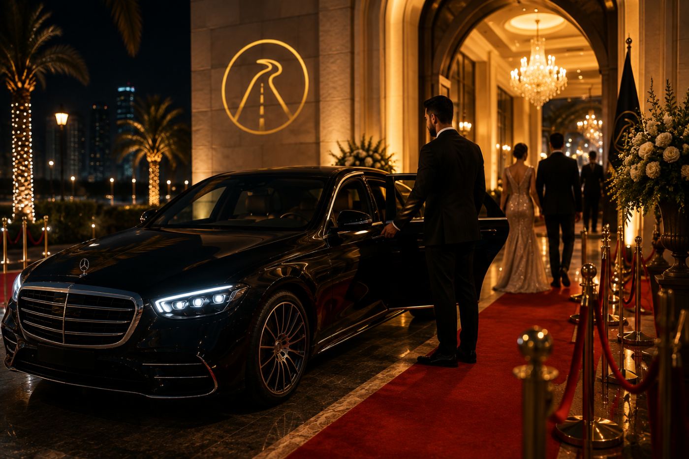 event arrival, red carpet or wedding car