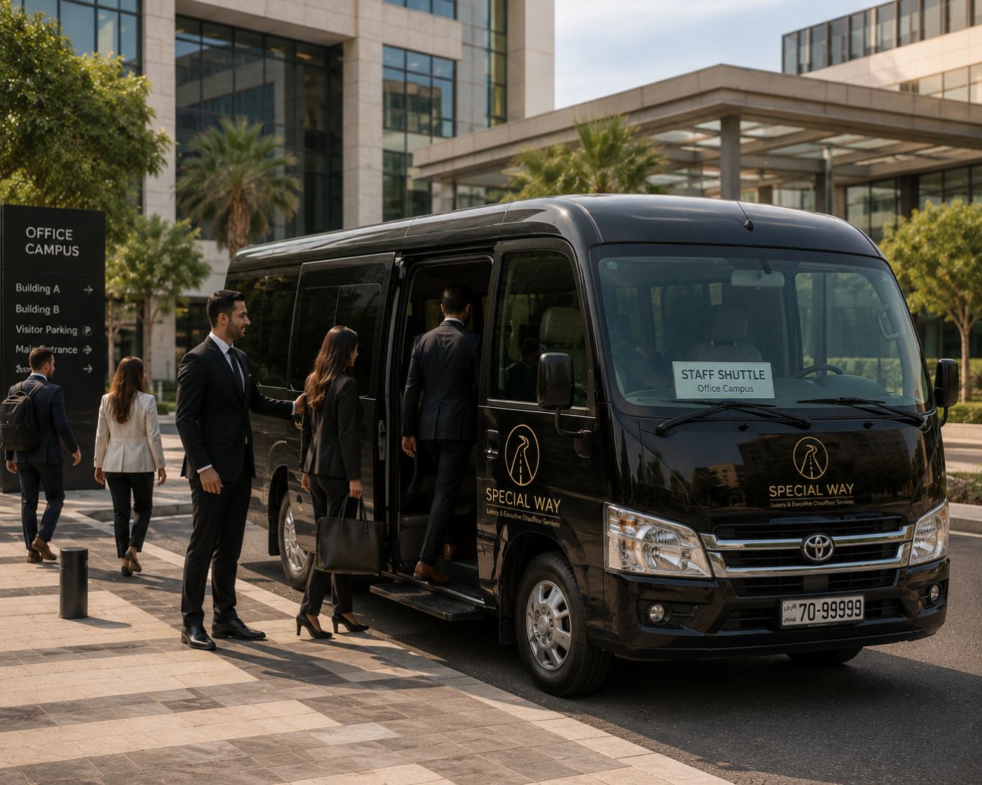Staff shuttle at office campus